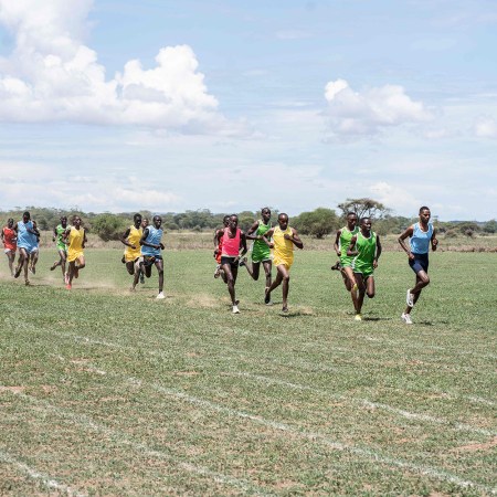 Maasai warriors running across the grasslands of East Africa. We visited them at Chem Chem Safari Lodge in Tanzania.